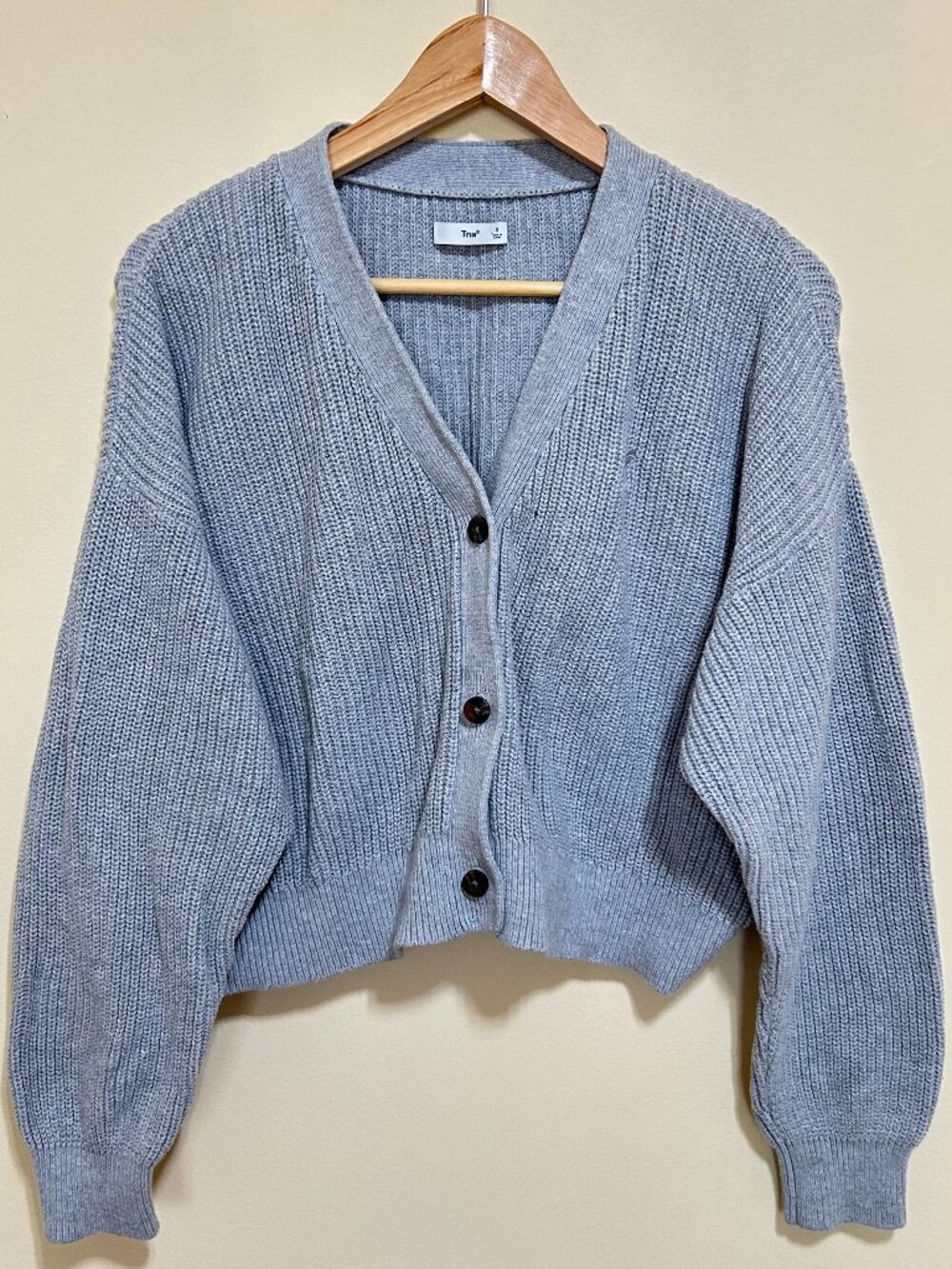 Aritzia TNA Vintage Cotton Blend Oversized Cropped Cardigan Grey Size 2